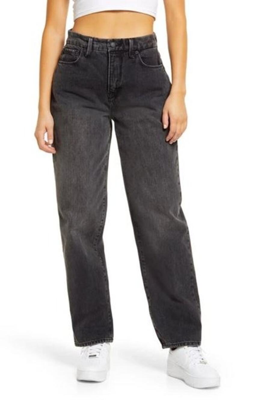 Good American 90s Trouser Jeans Women's Sze 15 US 14/16 Black191 High Rise Denim